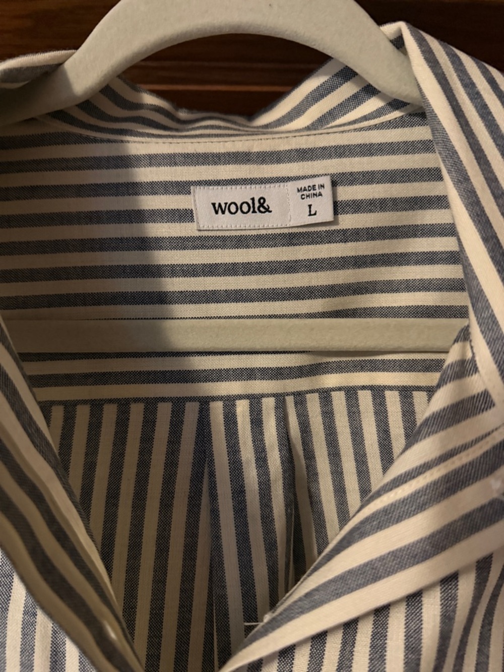 Wool& Venice striped button front tunic dress with pockets large - Picture 3 of 5